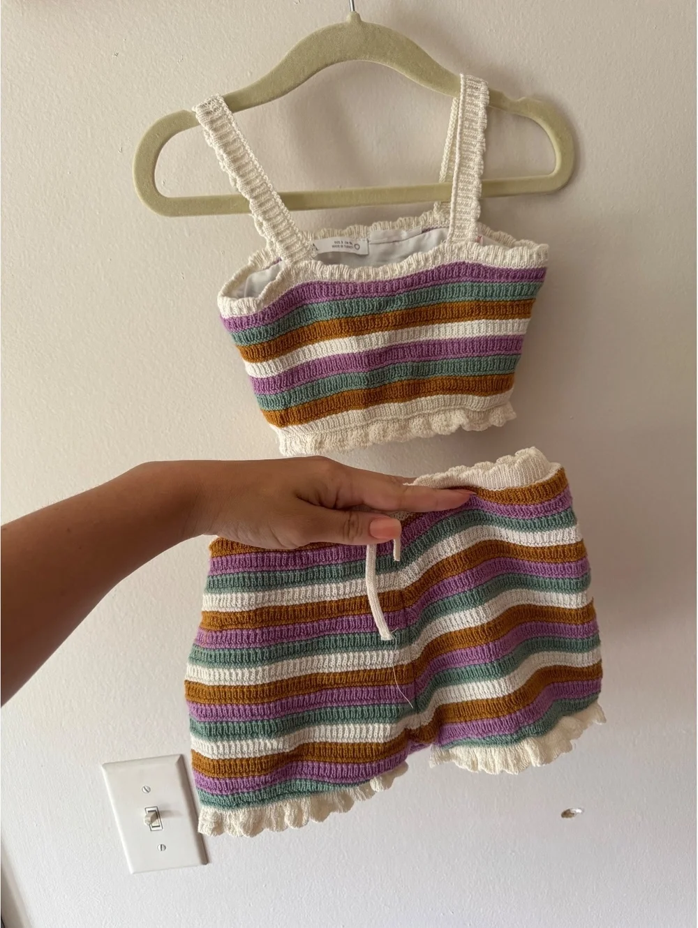 Zara two piece striped cropped outfit set